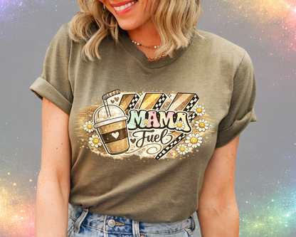 Mama Fuel Shirt, Coffee Mom T-Shirt, Cute Mom Tee, Funny Mom Gift, Retro Daisy Shirt, Mom Life Shirt, Gift for Mom, Cozy Coffee Lover Tee