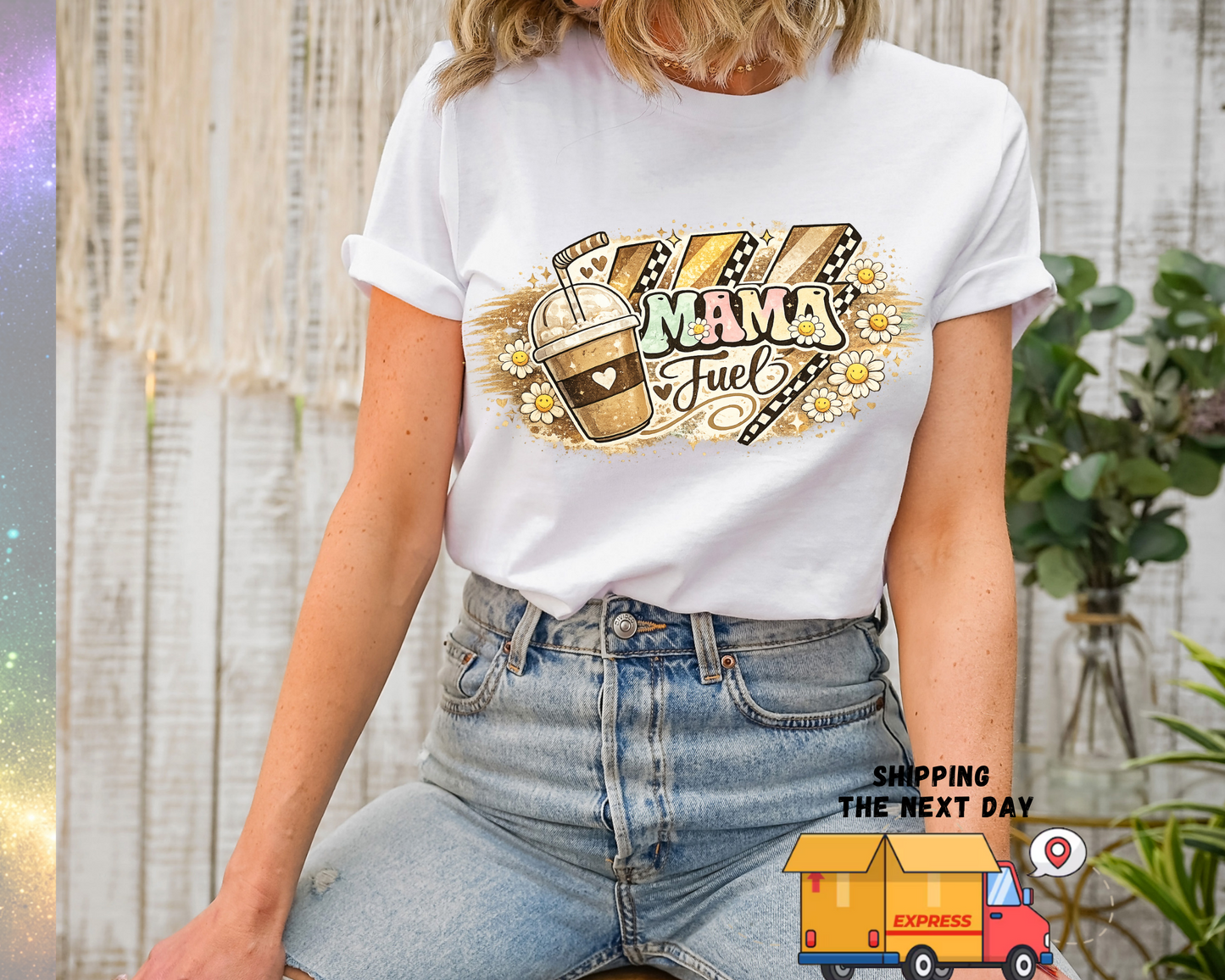 Mama Fuel Shirt, Coffee Mom T-Shirt, Cute Mom Tee, Funny Mom Gift, Retro Daisy Shirt, Mom Life Shirt, Gift for Mom, Cozy Coffee Lover Tee