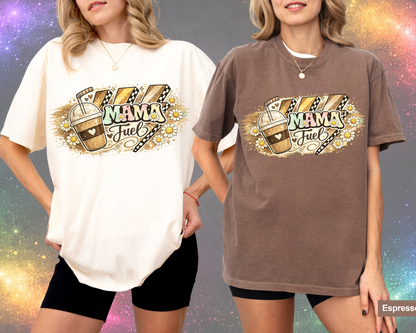 Mama Fuel Shirt, Coffee Mom T-Shirt, Cute Mom Tee, Funny Mom Gift, Retro Daisy Shirt, Mom Life Shirt, Gift for Mom, Cozy Coffee Lover Tee