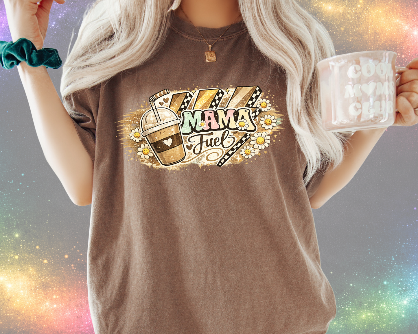 Mama Fuel Shirt, Coffee Mom T-Shirt, Cute Mom Tee, Funny Mom Gift, Retro Daisy Shirt, Mom Life Shirt, Gift for Mom, Cozy Coffee Lover Tee