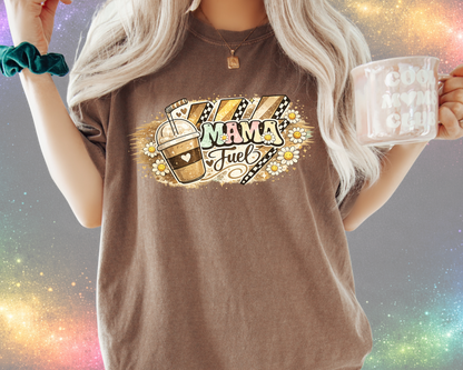 Mama Fuel Shirt, Coffee Mom T-Shirt, Cute Mom Tee, Funny Mom Gift, Retro Daisy Shirt, Mom Life Shirt, Gift for Mom, Cozy Coffee Lover Tee